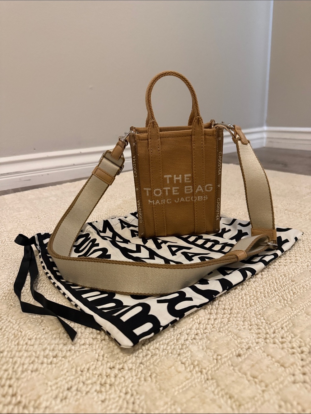 Marc Jacobs Mini Tote Bag in Camel with Cream Strap